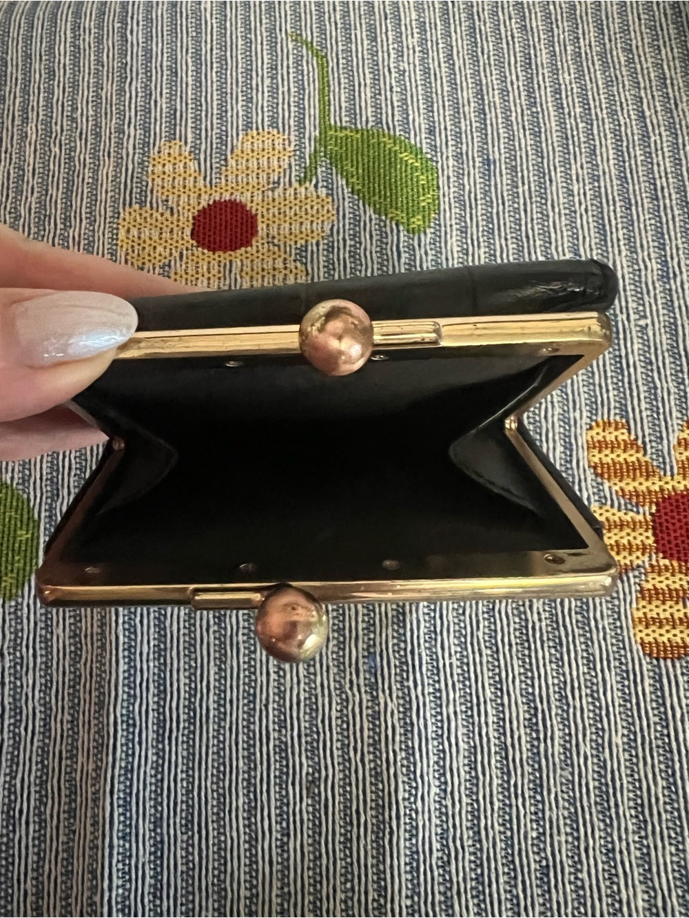 Coach Black Croc-Embossed Leather Wallet with Kiss-Lock - Picture 6 of 13